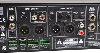 2 Zone Installation Mixer with 4 Dual Stereo Channels + 2 Mic Inputs